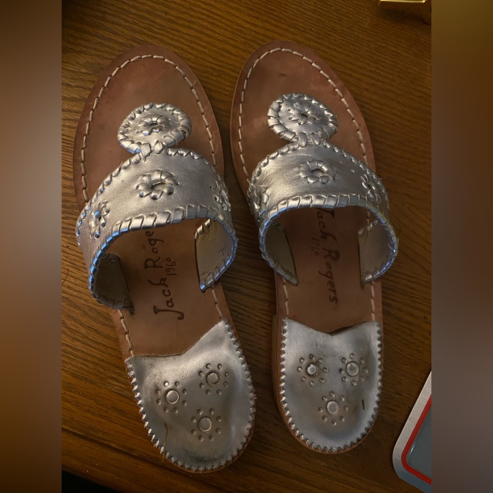 Jack Rogers Metallic Silver Sandals